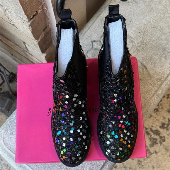 Betsey Johnson Multicolor Sequin Ankle Boots - Picture 4 of 11